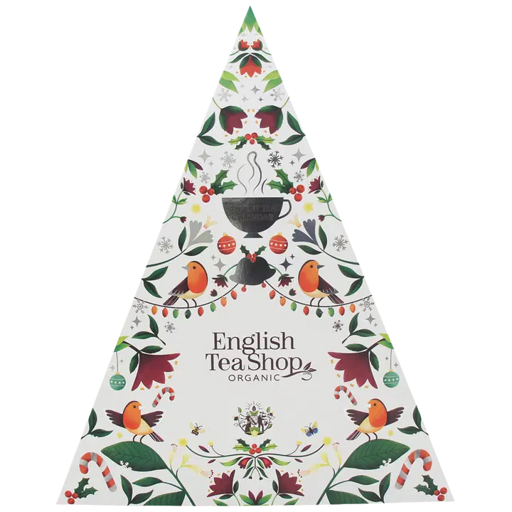 English Tea Shop Luomu Teejoulukalenteri pyramidi, valkoinen 25 pss 50g