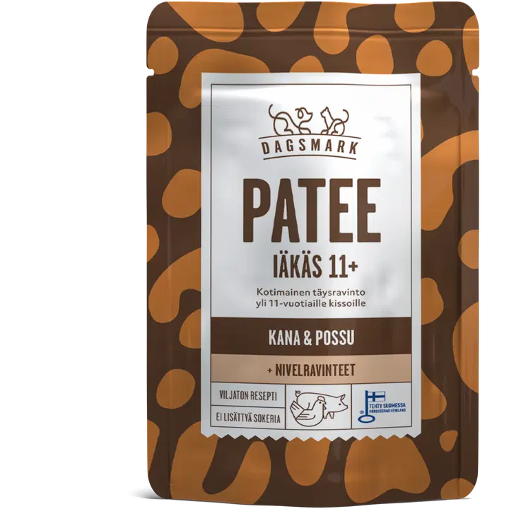 Dagsmark PATEE iäkäs 11+ kana-possu, täysravinto 11+ vuotiaille seniorikissoille 70 g