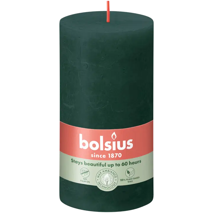 Bolsius – rustiikkinen pöytäkynttilä – Vihreä – 13 cm
