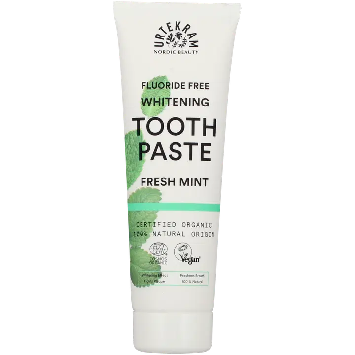 URTEKRAM Hammastahna Fresh Mint Whitening Fluoride Free 75 ml
