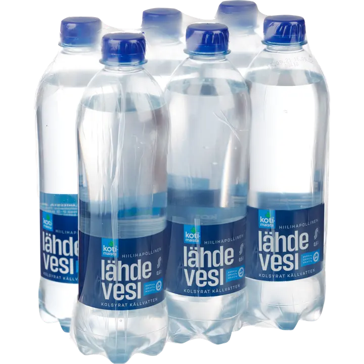 Kotimaista 6x0,5l hiilihapotettu lähdevesi