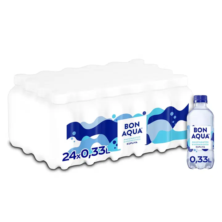 24-pack Bonaqua maustamaton Hiilihapotettu juoma muovipullo 0,33 L