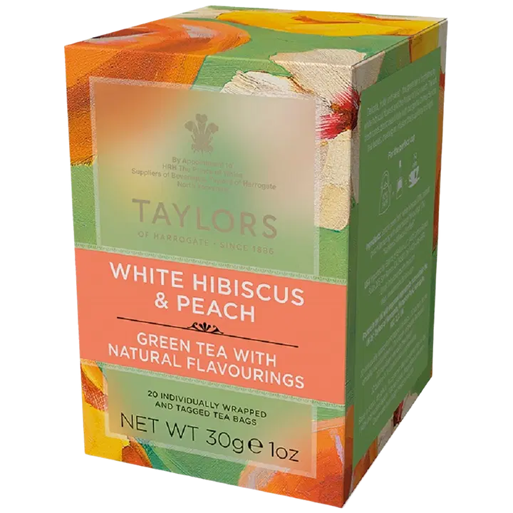 Taylors of Harrogate White Hibiscus & Peach vihreä tee 20pss