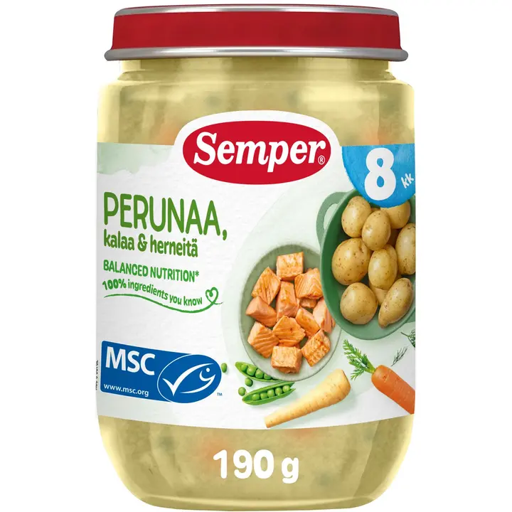 Semper Perunaa, kalaa ja herneitä 8kk lastenateria 190g