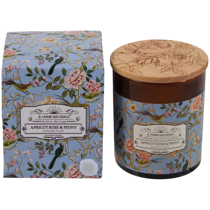 Lõhnaküünal aprikoos roosi ja pojeng 8x 9 cm