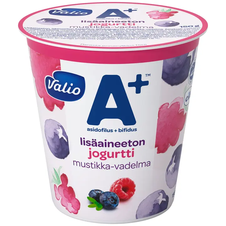 Valio A+™ lisäaineeton jogurtti 150 g mustikka-vadelma laktoositon