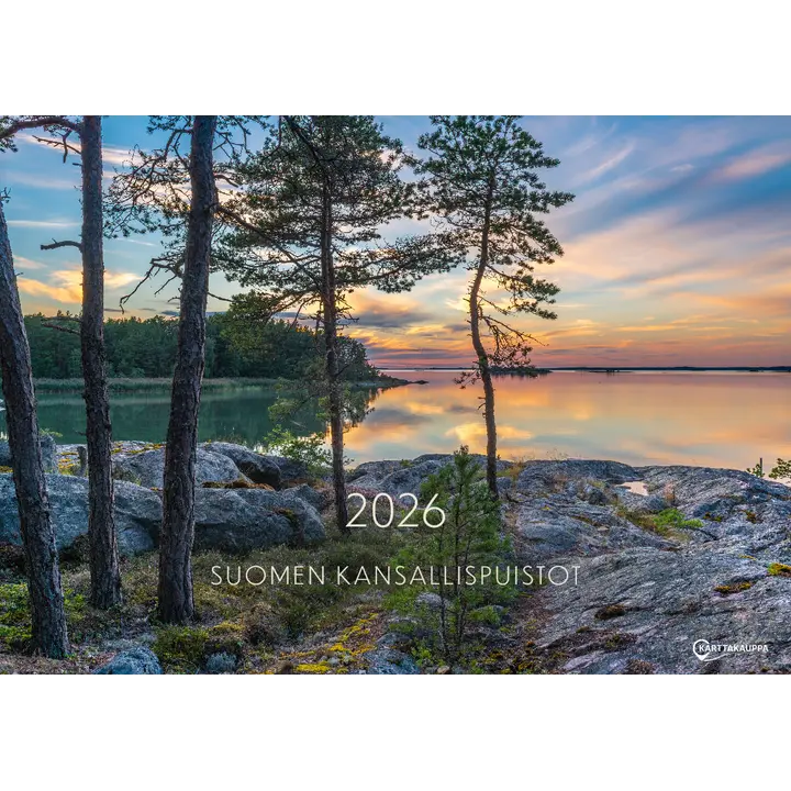 Karttakauppa Suomen kansallispuistot seinäkalenteri 2026