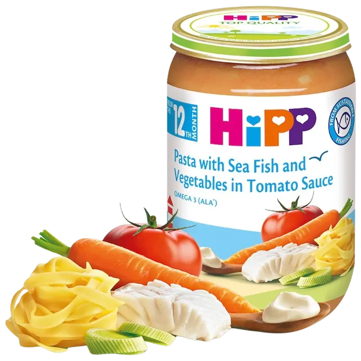 Hipp pasta-kala-juurviljapüree tomatikastmes 220 g, alates 12-elukuust