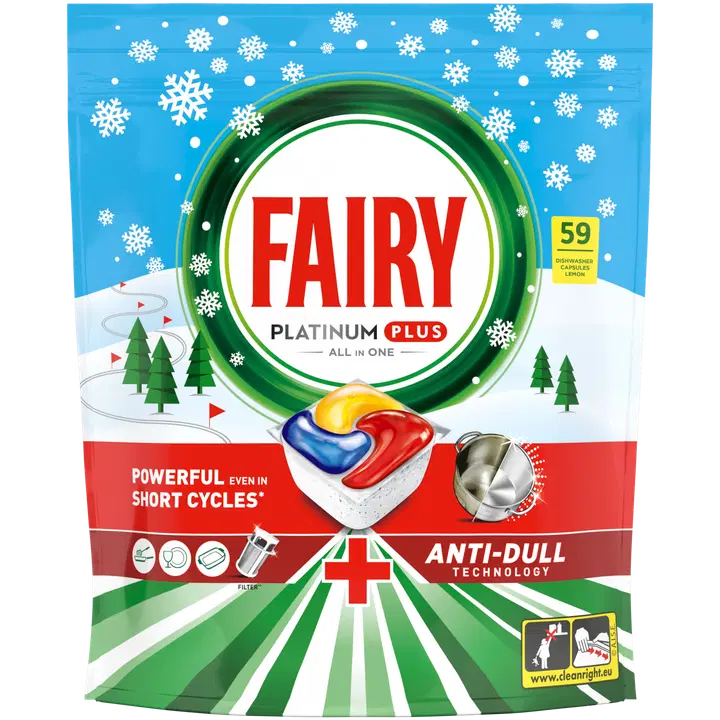 Fairy Platinum Plus All in One Anti-Dull Lemon Winter Edition 59kpl konetiskitabletti