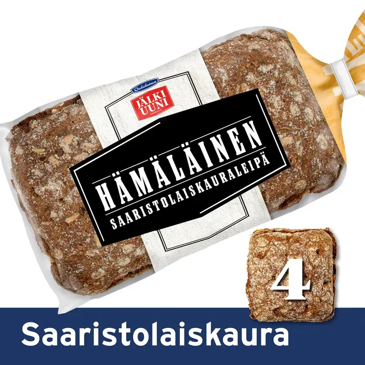 Oululainen Jälkiuunileipä Hämäläinen Saaristolaiskauraleipä 4kpl 240g, täysjyväkauraleipä