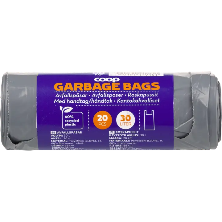 Coop roskapussit kierrätysmuovi 30l 20kpl