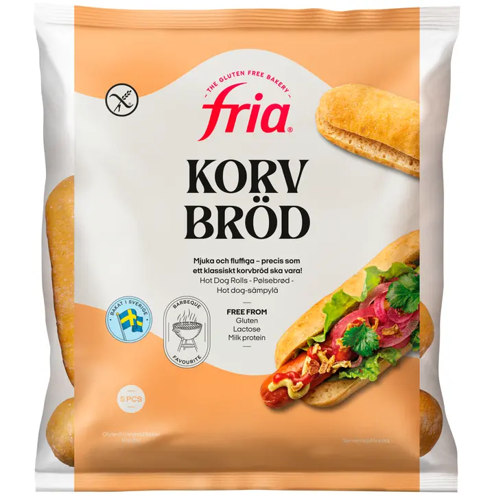 Fria Gluteeniton hotdogsämpylä pakaste 210g/5kpl