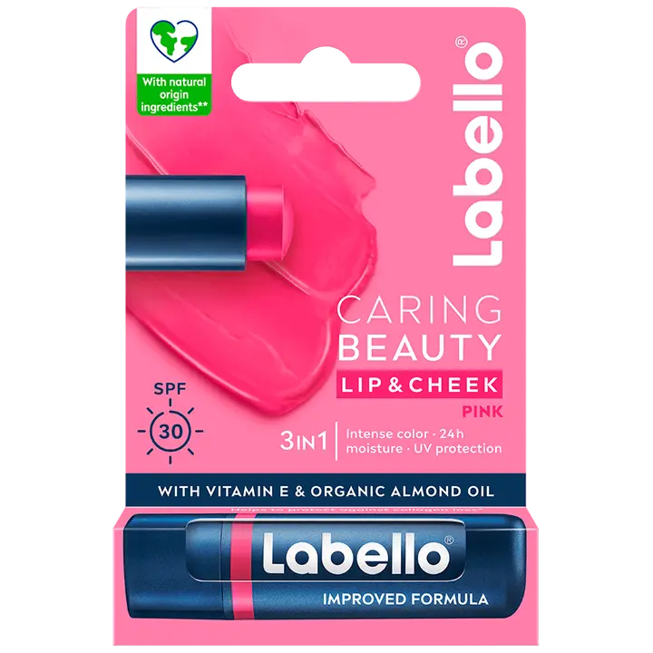Labello 4,8g Caring Beauty Pink - sävyttävä voide huulille ja poskille