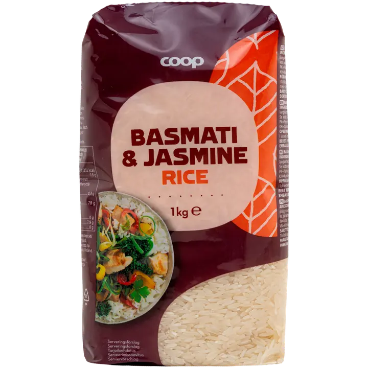 Coop basmati- ja jasmiiniriisi 1 kg