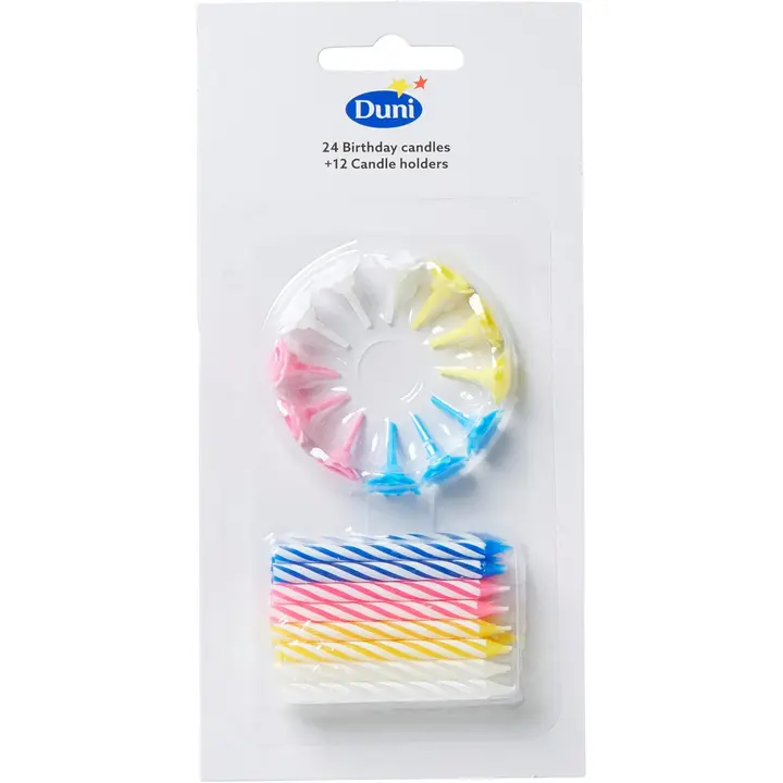 Duni 24kpl 6cm 5min moniväri kakkukynttilälajitelma x 12
