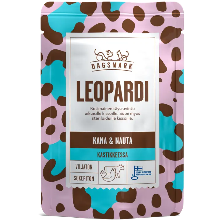 LEOPARDI kassitoit kana ja veiselihaga kastmes 80g