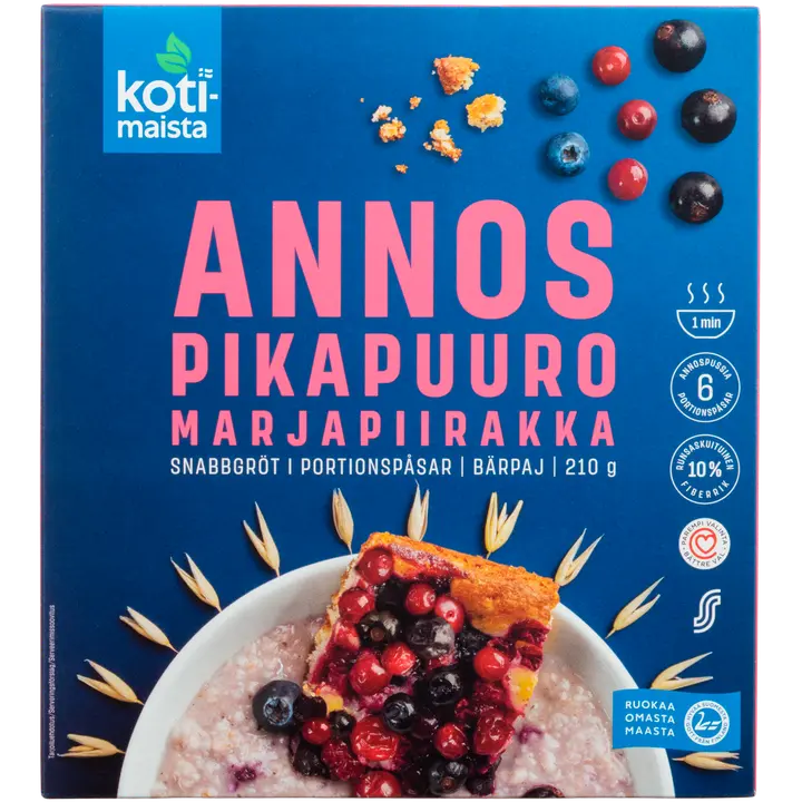 Kotimaista annospikapuuro marjapiirakka 210 g (6x35 g)