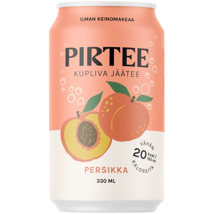 Pirtee kupliva jäätee Persikka 0,33 l tölkki