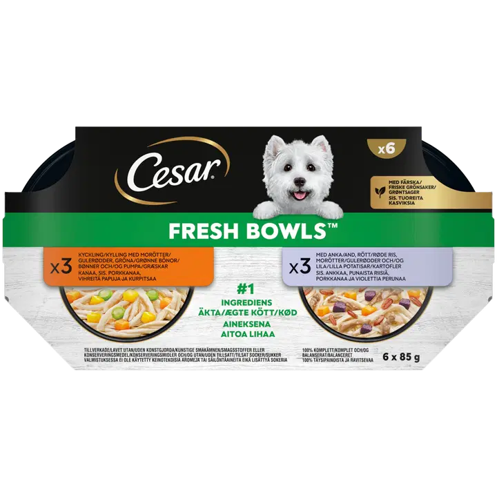 CESAR 6x85g Fresh bowls Mix kastikkeessa