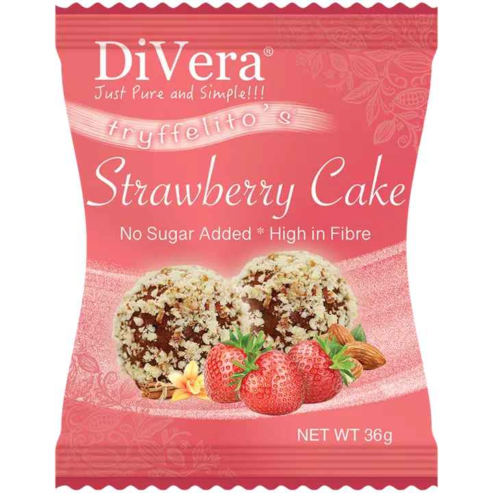 DiVera Just Pure and Simple!!! Tryffelito's Mansikkakakku raakapallot runsaskuituinen 36g