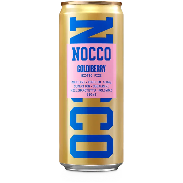 NOCCO BCAA Goldiberry aminohappoja, kofeiinia ja vitamiineja sisältävä hiilihapotettu energiajuoma 330ml