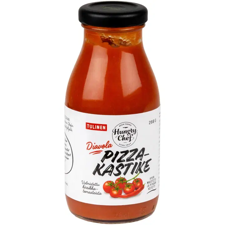 260g Hungry Chef Tulinen Diavola pizzakastike kirsikkatomaateista