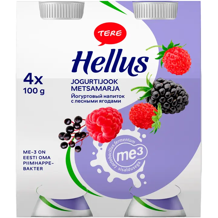 Hellus Metsamarja jogurtijook, 4 x 100 g