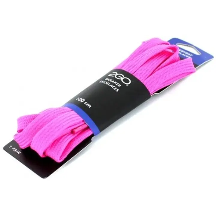 Bandi 2GO litteät kengännauhat tennareihin 100 cm pinkki