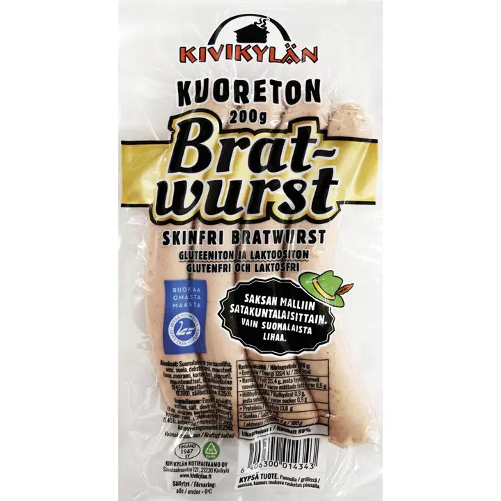 Kivikylän Kuoreton bratwursti 200g