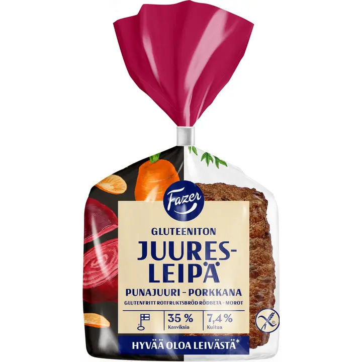 Fazer Juuresleipä Gluteeniton 3kpl 165g, gluteeniton sekaleipä