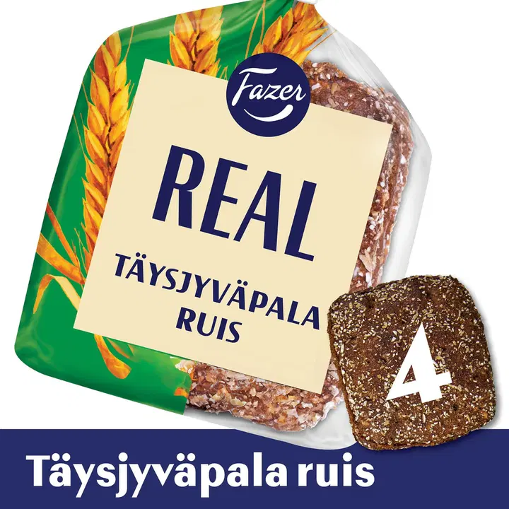 Fazer Real Täysjyväpala 100% ruis 4kpl 280g