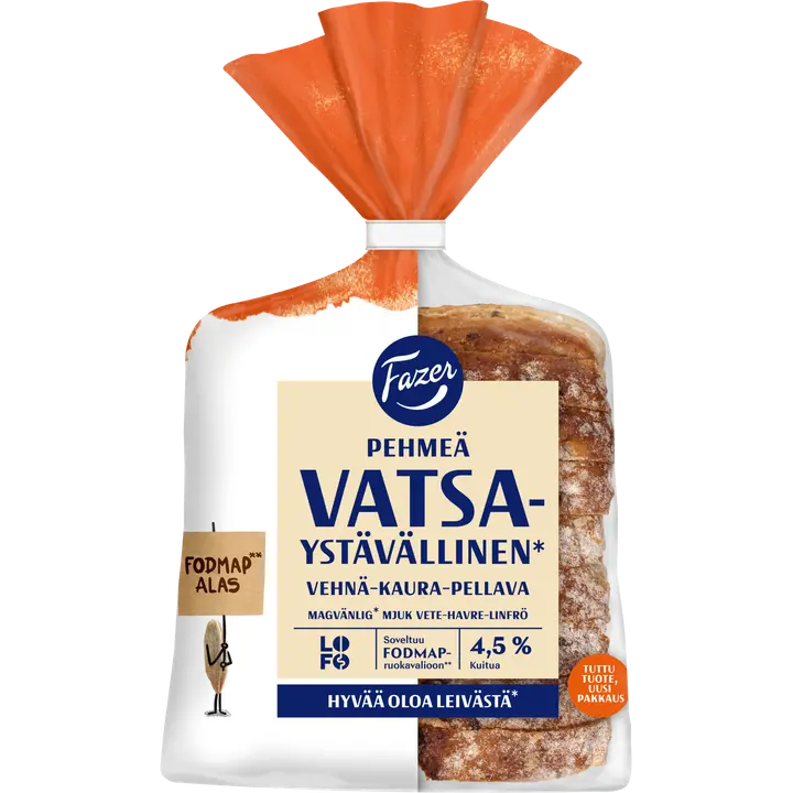 Fazer Vatsaystävällinen Pehmeä vehnä-kaura-pellava LOFO 300g, viipaloitu sekaleipä