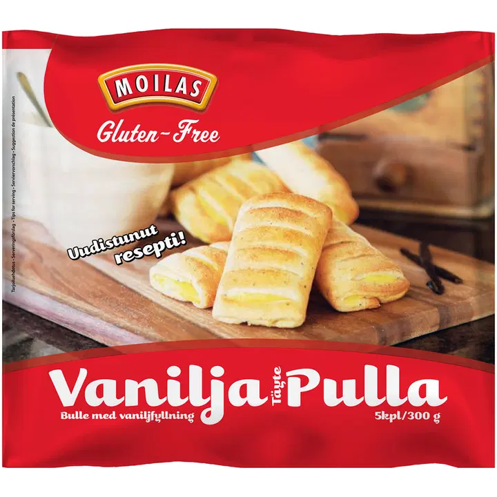 Moilas Gluteeniton Vaniljatäytepulla vaniljanmakuisella täytteellä 5kpl/300g pakaste