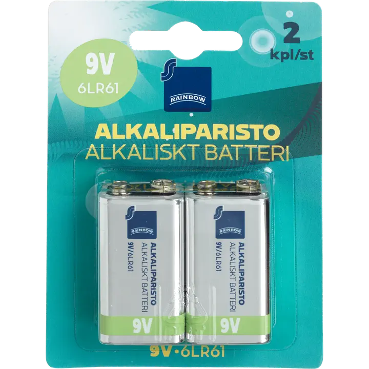 Rainbow alkaliparisto 9V 6LR61 2kpl