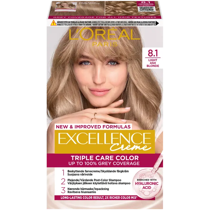 L'Oréal Paris Excellence Creme 8.1 Light Ash Blonde Keskivaalea Tuhka kestoväri 1kpl