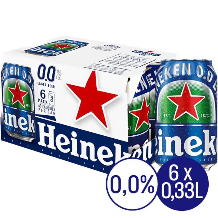 6 x Heineken alkoholiton olut 0,0% 0,33 l