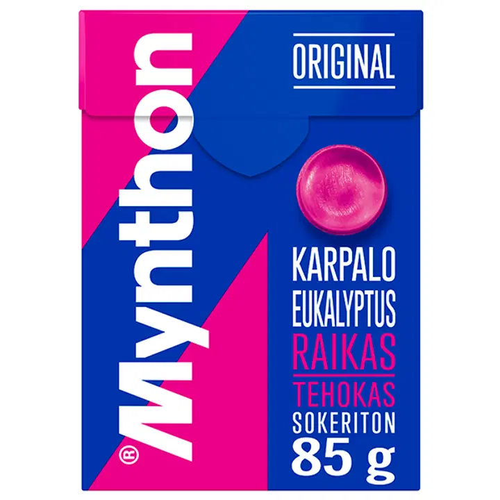 Mynthon Original Karpalo-Eukalyptus sokeriton +C kurkkupastilli 85g