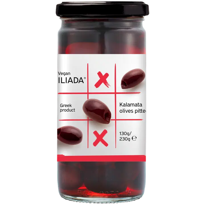 Iliada kivettömät Kalamata-oliivit tic tac toe 230g