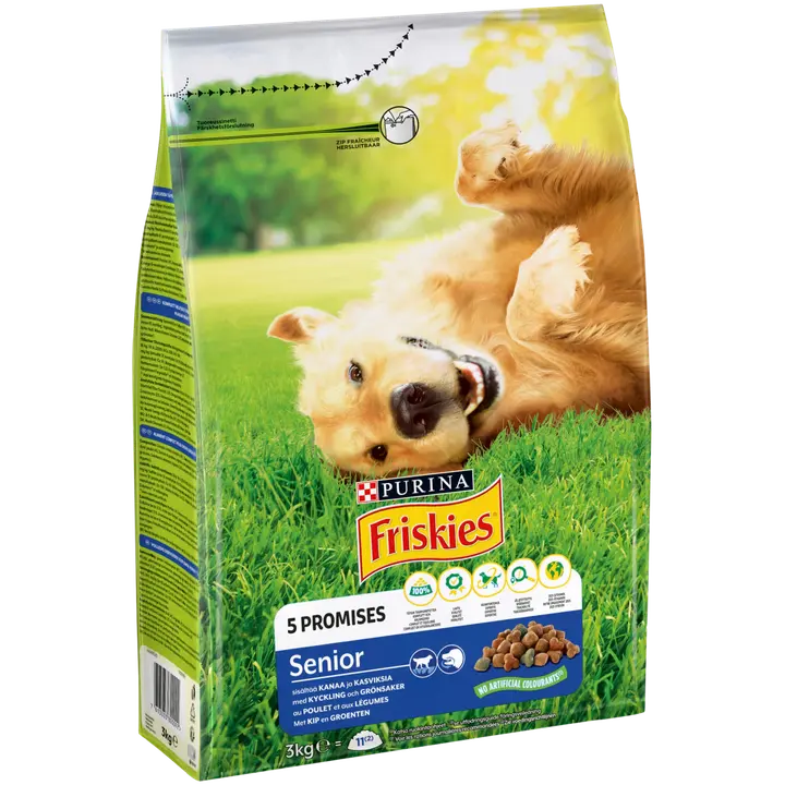 Friskies 3kg Senior Kanaa ja Kasviksia koiranruoka