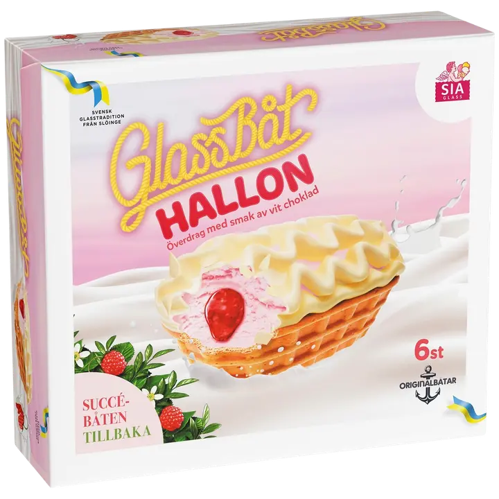 SIA Glass Vadelma-valkosuklaa jäätelövene 6x70g