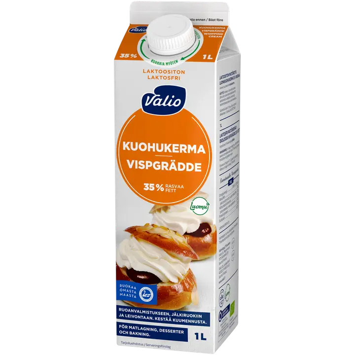 Valio kuohukerma 1 l laktoositon, luomu