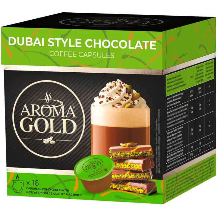 AROMA GOLD Dubai style chocolate coffee capsules 256 g