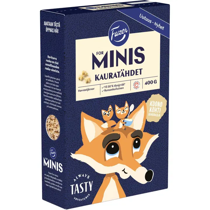 Fazer for Minis Kauratähdet 400g, täysjyväkauramurot