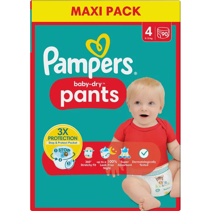 Pampers BabyDry Pants S4 9-15kg 90kpl vaippa
