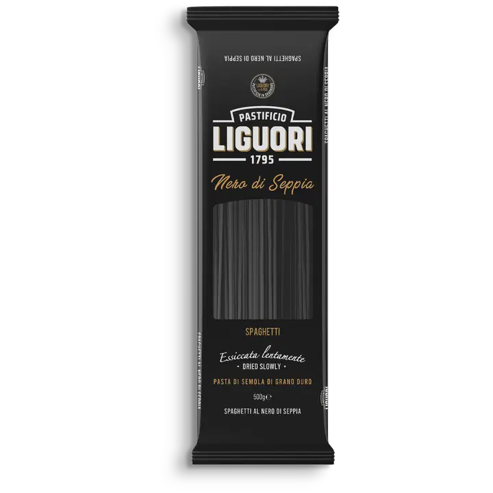 Liguori Squid Ink Spaghetti 500g durumvehnäpasta mustekalanmusteella
