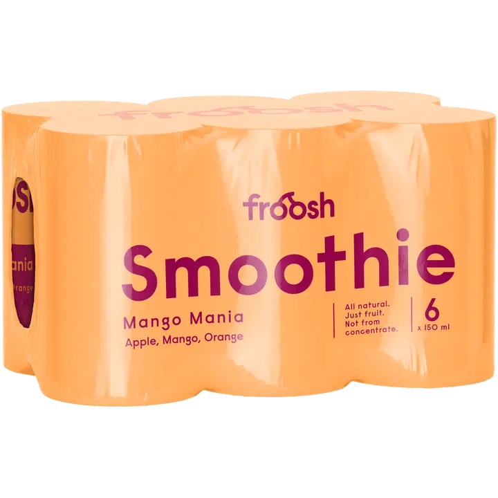 6-pack Fazer Froosh Hedelmäsmoothie 150 ml tölkki Mango ja Appelsiini