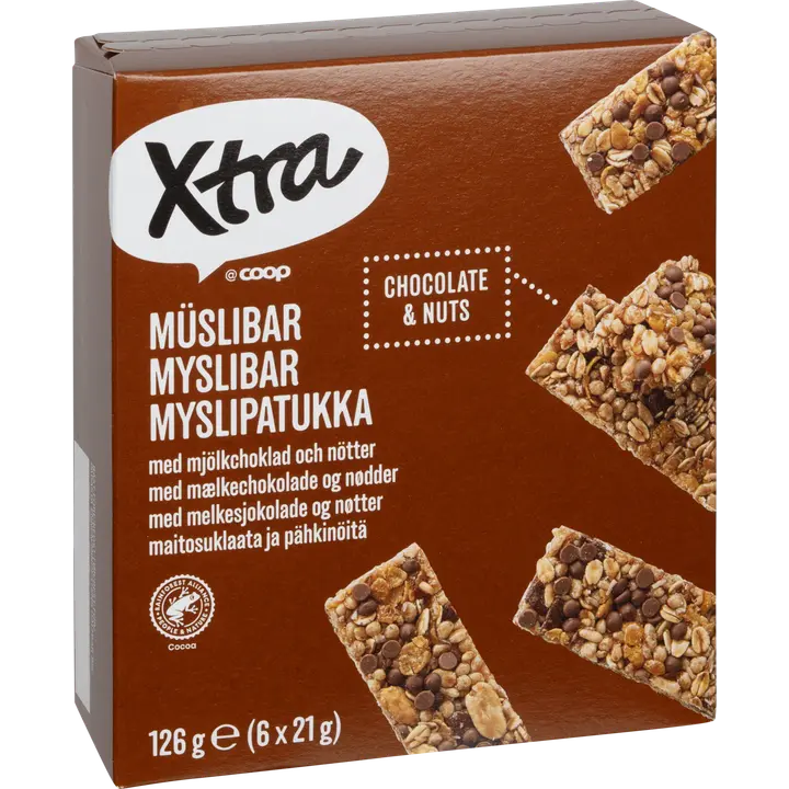 Xtra 126g myslipatukka suklaa 6 kpl