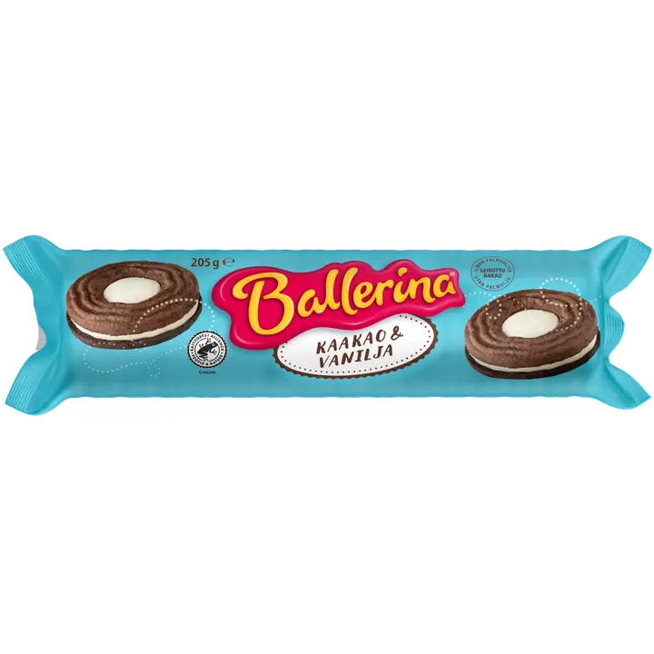 Kantolan Ballerina kaakao ja vanilja täytekeksi 205g