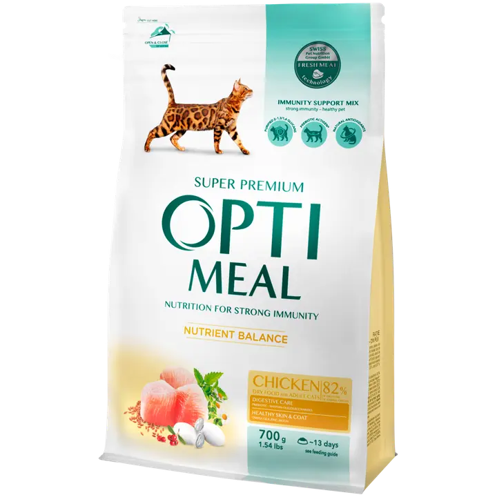 OPTIMEAL kuivtoit täiskasv. Kassile kanalihaga 0.7kg