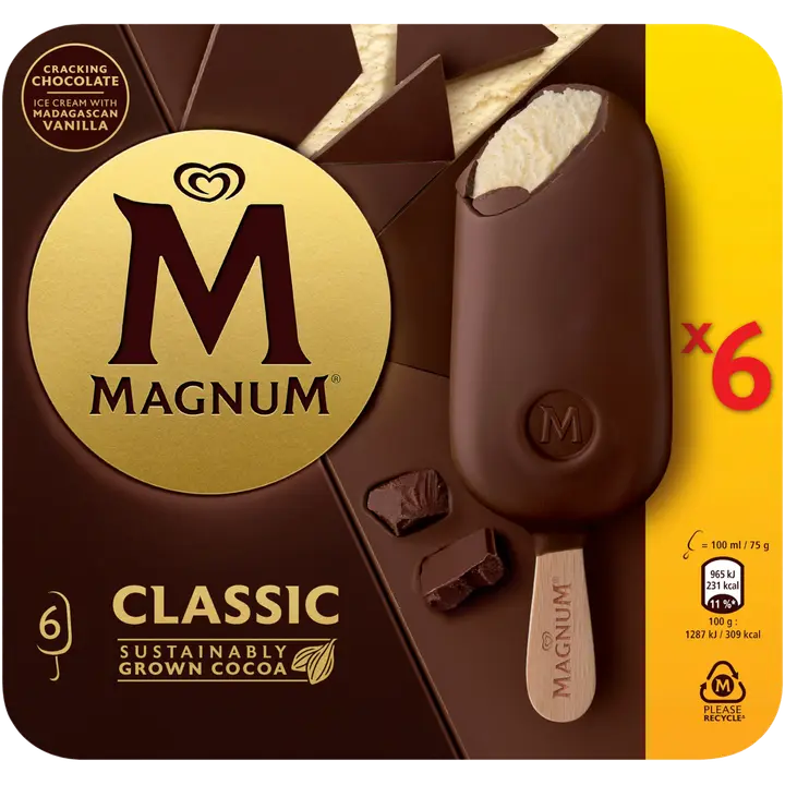 Magnum Classic Jäätelö Monipakkaus 600 ml/450g 6kpl